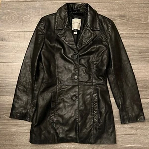 Andrew Marc New York Damen schwarz weiches Leder Jacke Knöpfe Größe 2 Taschen - Bild 1 von 20