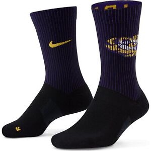 Nike LSU Tigers Multiplier Crew Socks 2-Pairs Purple DA6833-902 XL (12-15 Men's)