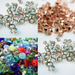 145pcs 3x4mm Faceted Crystal Glass Beads Spacers Round Beads Jewellery Making - Picture 1 of 4