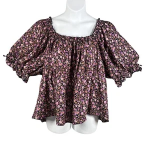 Old Navy Womens 3X Floral Smocked Babydoll Puff Sleeve Top Cottagecore Feminine - Picture 1 of 14