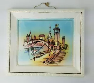 Vintage Wales Japan Porcelain Picture Wall Hanging 8"x7" - Picture 1 of 4
