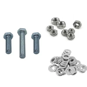 1/4 5/16 3/8 7/16 1/2" UNC SET SCREWS NUTS & WASHERS HEX HEAD BOLTS ZINC PLATED - Picture 1 of 9