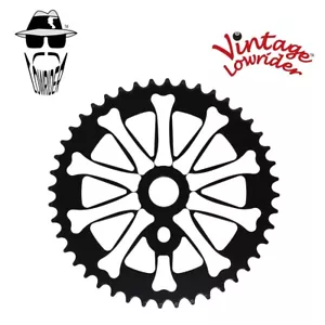 Original Lowrider Bike BONES Sprocket 1/2" X 1/8" 44 T Black/White Bicycle - Picture 1 of 1