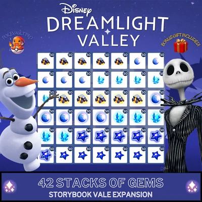 Disney Dreamlight Valley 💎 42 Stack of Gems - Storybook Vale + Bonus Gift💎 - Image 1 of 4