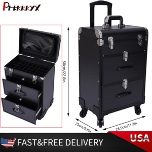 Professional Rolling Makeup Train Case Cosmetic Trolley Makeup Storage Organizer - Picture 1 of 23