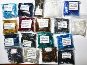 Lot 223: 11mm Czech Glass Bugle Beads 20g each 18 colours total 360g - Picture 1 of 1