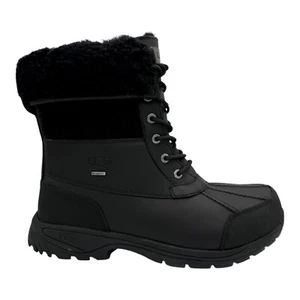 UGG BUTTE SCHWARZ LEDER LAMMFELL HERREN STIEFEL US-GRÖSSE 8 - Bild 1 von 6