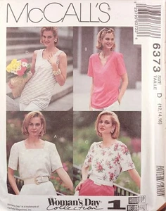 McCALLs 6373 Vtg 90s Top Shirt pullover variations 1 Hour Sew 12 14 16 UNCUT - Imagen 1 de 8