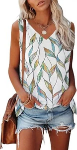 Womens Tank Tops Sleeveless Yoga Shirts Summer Loose X-Large, Print-6 - Picture 1 of 1