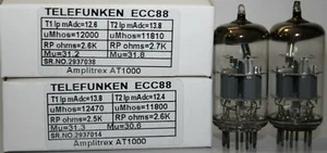 1MP NOS ECC88 TELEFUNKEN Diamond Bottom Amplitrex AT1000 Tested #2937038 2937014 - Bild 1 von 10