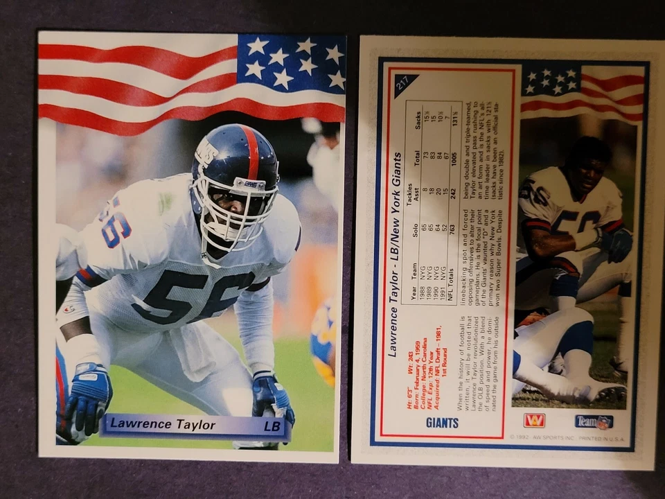 1992 AW Sports #217 Lawrence Taylor, New York Giants - Image 1 of 1