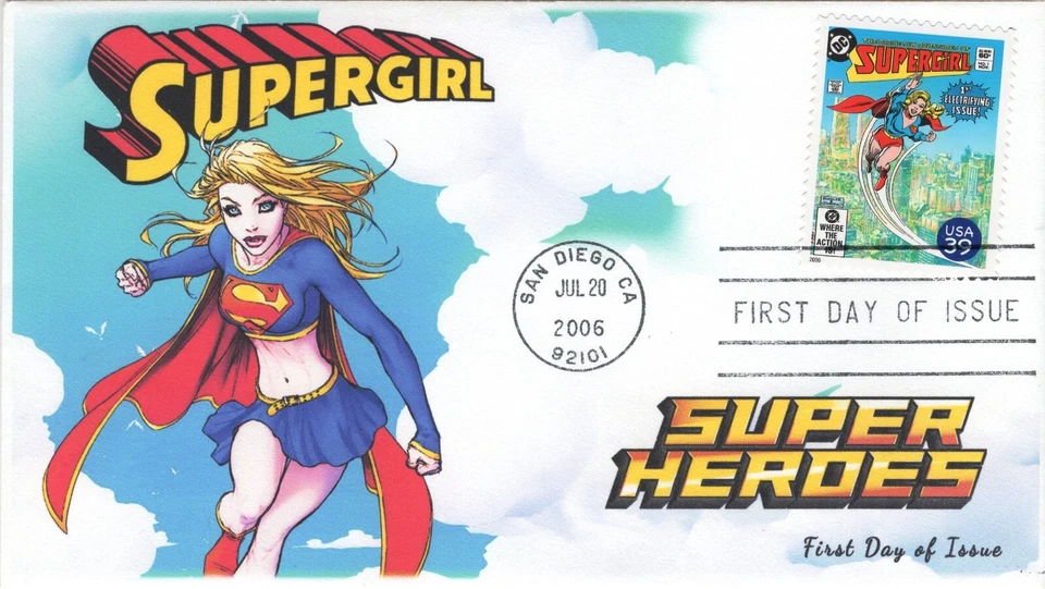 AO-4084s-3, 2006, DC Comics Super Heroes, Supergirl Cover, FDC, Add-on Cachet, S - Image 1 of 1