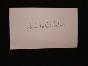Signed Linda Cristal 3"×5" Index Card AUTOGRAPH "The Perfect Furlough" AUTO