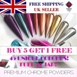 46 Premium MIRROR CHROME NAIL POWDER UNICORN PINK GOLD BLUE EFFECT PIGMENT DUST - Picture 1 of 51