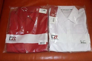 Cutter & Buck (LCW08394) Woman's White or Red Button Down Dress Shirt Size: M/M - Picture 1 of 7
