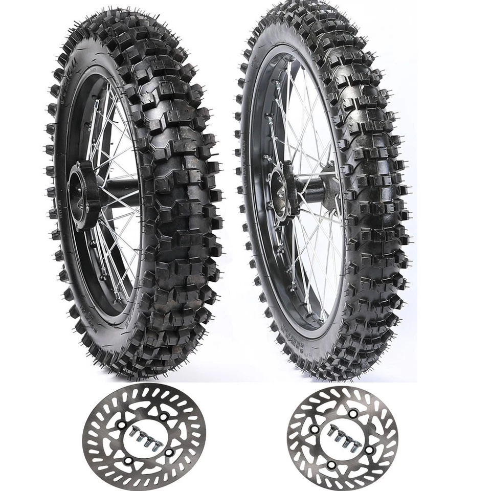 70/100-17+ 90/100-14+Disco Rotor Roda Pneu Aro F Kawasaki KX80 KDX80 KX85 KLX125 - Imagem 1 de 4