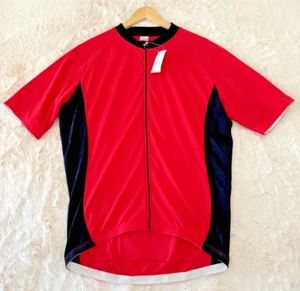 Jersey de ciclismo para hombre rojo y negro cremallera completa bolsillo cremallera trasera - Imagen 1 de 6