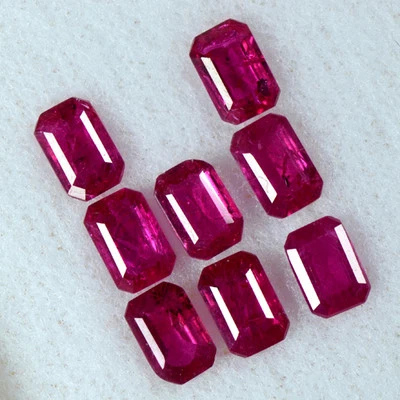 Lote de 8 piezas de piedras preciosas naturales rubí rojo sangre corte esmeralda 6x4 mm oferta Birmania Foto 1 de 3