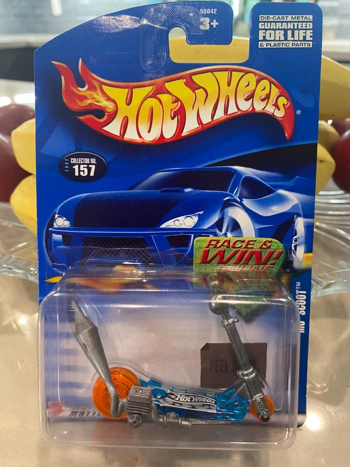 2002 Hot Wheels Mainline / Collecteur #157 MO' Scoot Bleu W / Orangewheel Gris - Photo 1/1