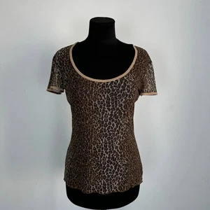 Dolce & Gabbana D&G Leopard Tiger Print Sheer Mesh Top T Shirt Y2k Rare Size 36 - Picture 1 of 6