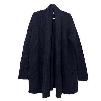 Cárdigan Suéter Vince Para Mujer L Negro Lana Yak Largo Abierto Drapeado Acogedor Foto 1 de 4