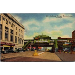 Vintage Chicago Illinois Postkarte 63. und Cottage Grove Avenue - Bild 1 von 2