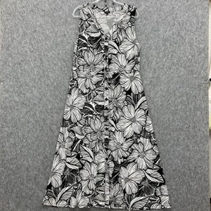 Talbots Strick Maxikleid mit Knopfleiste Damen XL schwarz tropisch Blumen ärmellos - Bild 1 von 7