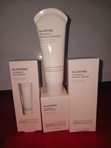 Set of 4 - Global Beauty Care Glowing Vitamin C Serum Eye Face Cream Cleanser - Picture 1 of 6
