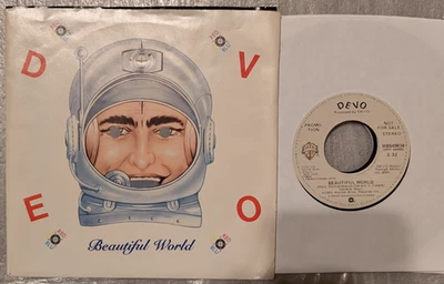 NEW WAVE SYNTH POP Devo Beautiful World Warner Bros 49834 1981 NM PROMO Pic Slv - Image 1 of 2