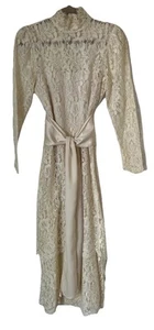 Jessica McClintock Damen Small 6/8 Elfenbein Spitze L/Ärmel Maxi Rollkragen Kleid BC - Bild 1 von 10