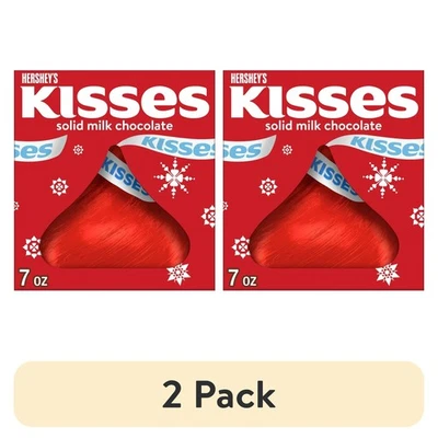 (Paquete de 2) Caramelos de Navidad Hershey's Kisses chocolate con leche sólido, caja de regalo 7 oz Foto 1 de 4