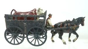 BRITAINS / JOHILLCO FOUR WHEEL CATTLE FLOAT WAGON SET PRE WAR - Picture 1 of 17