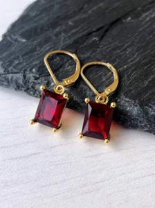 925 Sterling Silver Natural Certified Handmade 5Ct Garnet stone Antique Earrings - Picture 1 of 3