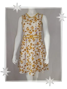 A - Robe Vintage Chasuble Ecru Jaune Galon Taille M - Imagen 1 de 5