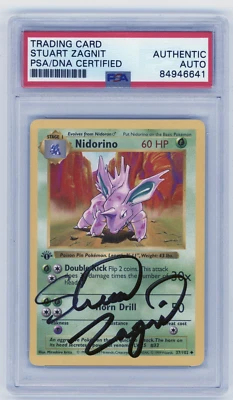 PSA Signed Stuart Zagnit Pokémon Nidorino 1st Edition Shadowless 37/102 Base Set - Image 1 of 2