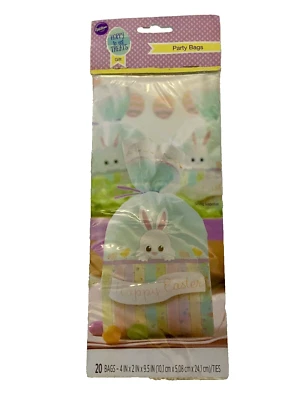 Happy Easter  100 Wilton 4" x 9.5" x 2" Cellophane Bunny Party Treat Favor Bags - Image 1 of 4