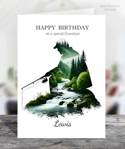 Personalised Fisherman Angler Birthday Greetings Card - Choose Size & Recipient - Picture 1 of 4