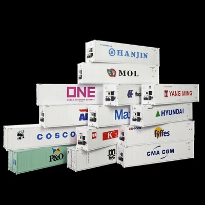 3pcs HO Scale 1:87 40ft Hi-Cube Reefer Refrigerater Shipping Container Cargo Box - Image 1 of 4