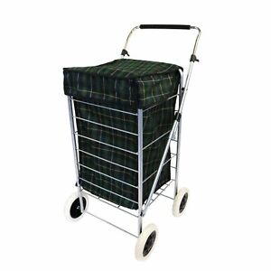 NEW! 4 Wheel Folding Shopping Mobility Trolley Bag Cart Market Laundry