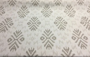 Ikat Beige Khaki Cotton Polyester Drapery Upholstery fabric by the yard  - Picture 1 of 6