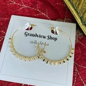 Stella & Dot Petal Earrings Gold Hoops New in Box! - Picture 1 of 5