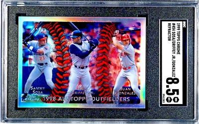 Topps Chrome Refractor #454 1999 Sosa/Griffey Jr./Gonzalez SGC 8,5 POP 1 Foto 1 de 2