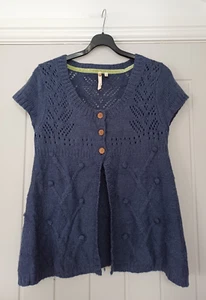 White Stuff Size 12 Blue Knit Sleeveless Cardigan Alpaca & Wool Blend - Picture 1 of 9