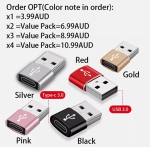 Type C Adapter USB C Female to USB A Male Converter Charging Data Converters AUS - Photo 1 sur 16