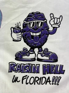 Vintage "Raisin Hell in Florida" Cartoon Graphic 80’s 90’s White Tshirt XL - Picture 1 of 9