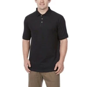 Kirkland Signature Mens Pique Polo Shirt Black 3 Button[XXL] - Picture 1 of 2