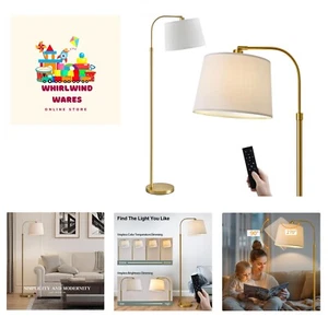 62" Arc Floor Lamp for Living Rooms, Gold Tall Standing Lamps with Remote and... - Picture 1 of 10