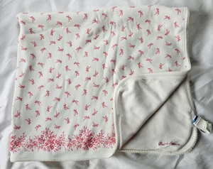 Ralph Lauren Cream Ivory Baby Girl Blanket Cotton Pink Red Floral Toile 33x27" - Picture 1 of 3