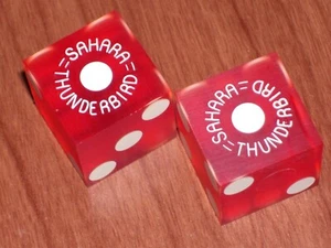 1 OLD PAIR OF DICE FROM THE SAHARA THUNDERBIRD CASINO LAS VEGAS NV - Picture 1 of 2