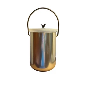 Mid Century Modern Ice Bucket Kromex Gold Tone Repaired Liner MCM Vintage - Picture 1 of 14